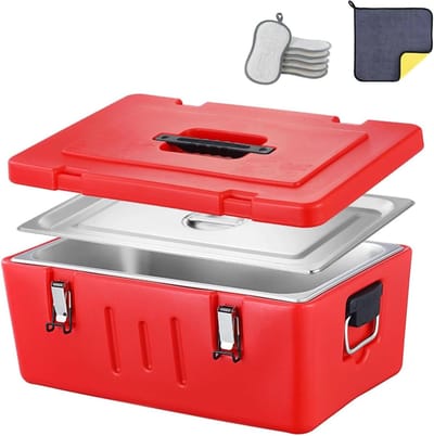Voedseldrager RVS - Warmhoudbox - Catering en transport - Superieure temperatuurretentie - 56x35x24cm - Zilver