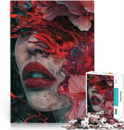 Houten Puzzel - 1000 Stukjes - Familie Entertainment - FSC Gecertificeerd - 75 x 50 cm - Abstract Bloemen
