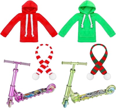 Kerstelfen Kleding Set - Poppen Accessoires - Feestelijke Decoratie - Zachte Duurzame Stof - Ca. 10x10x3/5 cm