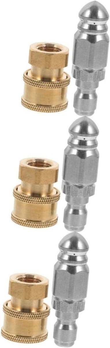 Reinigingspistool Mondstukken - Slang Sproeier - Efficiënt Reinigen - Snelkoppeling Systeem - 3 Sets - Zilverkleurig