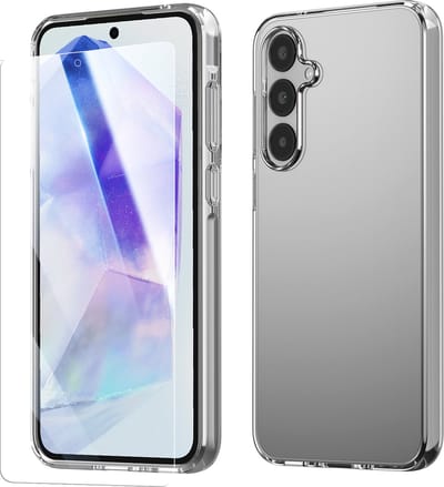 NUVEX Doorzichtig Hoesje Geschikt voor Samsung Galaxy A55 Transparant Telefoonhoesje - Anti-Shock Clear Case Cover met 1x Screenprotector