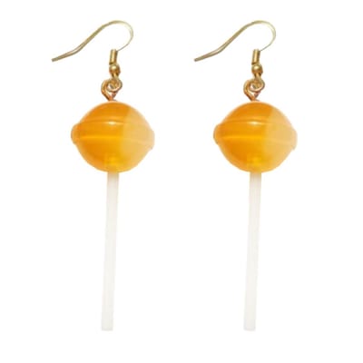 Fako Bijoux® - Oorbellen - Lolly Op Een Stokje - 15x78mm - Geel