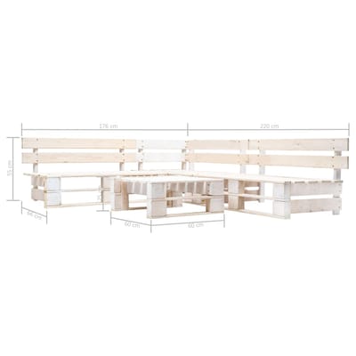 vidaXL - 4-delige - Loungeset - pallet - hout - wit