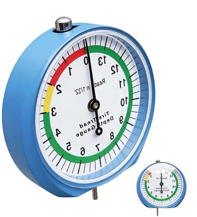 Bandenprofielmeter - Profiel diepte meter - Veiligheidsinspectie voertuig - Aanwijzer type liniaal - 1/32 Duim - Zilver