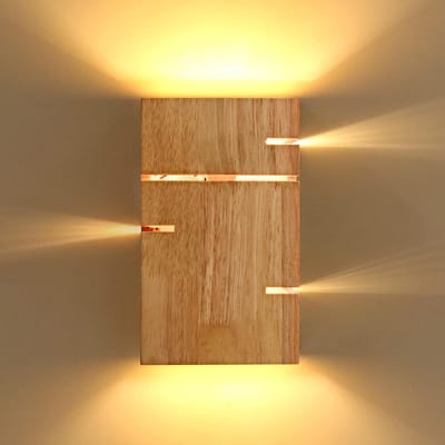 Vintage Industriële Houten Wandlamp Up Down Design Warm wit 3000K - Slaapkamer Woonkamer Trap Hal - Inclusief LED Gloeilamp.