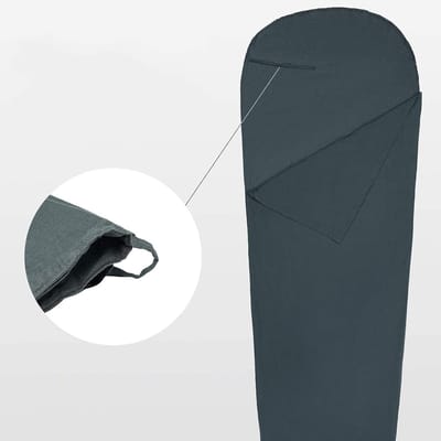Envelop Slaapzak Liner - Slaapzak Katoen - Kamperen Reizen - Verlengt Levensduur - 1-persoons - Donkergrijs
