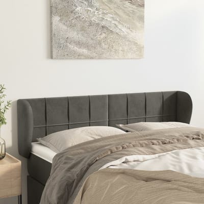 vidaXL - Hoofdbord - met - randen - 147x23x78/88 - cm - fluweel - donkergrijs