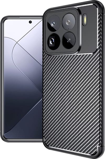 Techsuit Carbon Fiber Silicone Back Cover Hoesje geschikt voor Xiaomi 15 Pro - Zwart