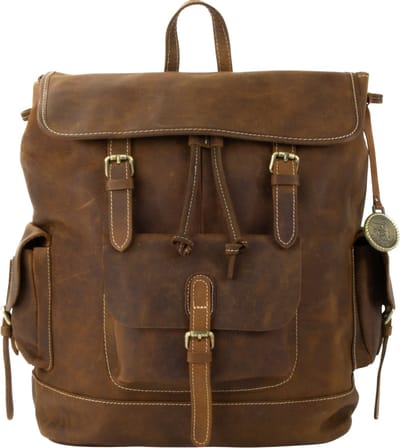 DE LAMASSU® Leren Laptop Rugzak 16 Inch – Grote Rugtas Echt Leer – Vintage Backpack met Veel Vakken – Unisex Werk, School & Reizen – 1,5 KG
