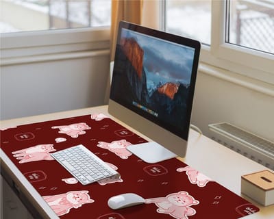 Coloray Bureau Onderlegger - Kersen Shiba Inu Hond Bureau Mat - 100 cm x 50 cm - Rood Bureau Onderlegger - Bureaumat - Onderlegger Bureau - Bureau Onderlegger Groot - Bureau Onderlegger XXL