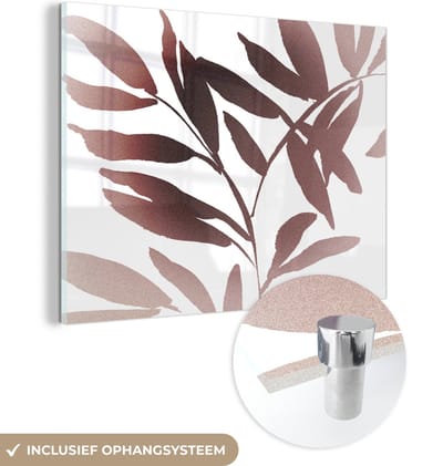 MuchoWow® Glasschilderij 120x90 cm - Schilderij acrylglas - Bladeren - Design - Abstract - Foto op glas - Schilderijen