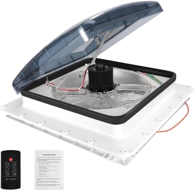 Velori Camper Dakventilator 12V - RV Dakluik Ventilator - 3 Snelheden Dakventilatie - Caravan Ventilator met Tweeweg Luchtstroom - 40 x 40 cm Dakopening