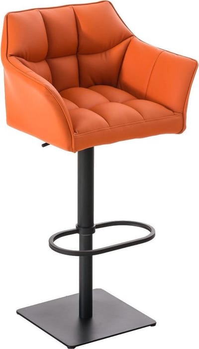 CLP Barkruk Damaso met kunstleren bekleding, 360 graden draaibaar, traploos in hoogte verstelbaar, tot 240 kg zwart/oranje