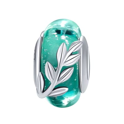 Zomer groen glas bedel | bedels voor armband | glasbedel bead | Zilverana | geschikt voor alle bekende merken | 925 zilver | moederdag