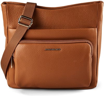 MANDARINA DUCK Leren schoudertas Mellow Leather Crossover Bag Pecan Nut Lichtbruin