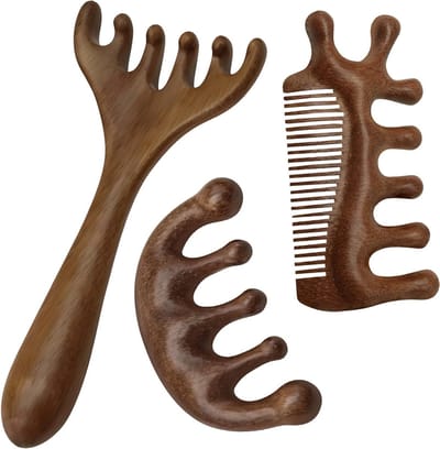 Set van 3 Houten Kammetjes voor Hoofdmassage, Scalp Relaxatie en Haarverzorging - Duurzaam en Gebruiksvriendelijk