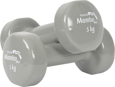 Oefengewichtjes - vinyl gecoat : 5,0 kg - grijs (per 2 stuks)