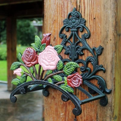 Slanghouder Gietijzer - Slangrek Wandmontage - Tuin Opruimen - Decoratief Antiek Design - 24.5 cm Lengte - Antiek Zwart