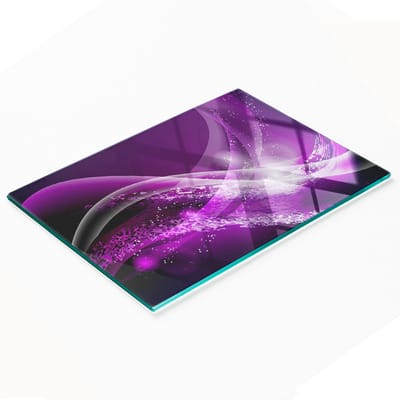 Decoratieve glazen snij- en serveerplank, abstract golfmotief, 80x52 cm