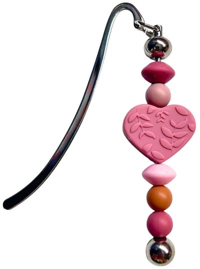 2 Love It Hart Roze - Boekenlegger - Metaal - Siliconen - Roze - Zilverkleurig