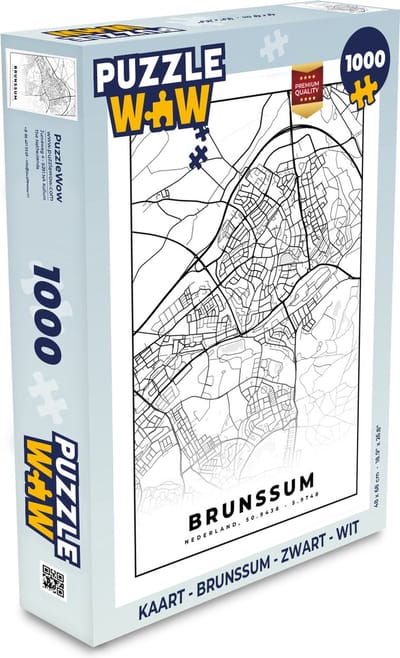 Puzzel Kaart - Brunssum - Zwart - Wit - Legpuzzel - Puzzel 1000 stukjes volwassenen