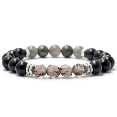 Bixorp Gems Labradoriet + Pyriet + Onyx + Rookkwarts Edelstenen Armband - 8mm / 18cm - Om & Om Edelsteen Kralenarmband
