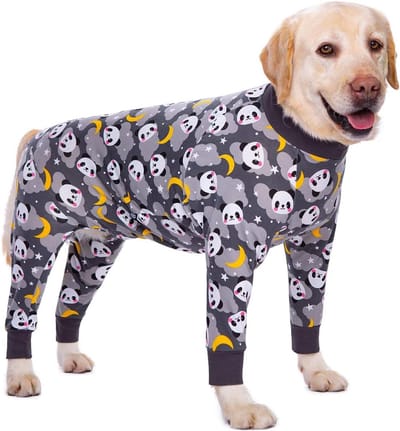 Ronte - Elastische huisdier Onesie met gewrichtsbescherming voor grote honden XL - Grijs panda.