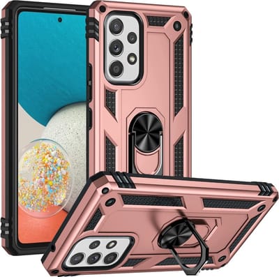 Anti-Shock Hybrid Ring Armor Hoesje Geschikt voor: Samsung Galaxy A33 5G - rosegoud
