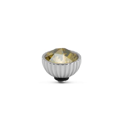 Melano Twisted Ridged Steentje Crystal Golden Shadow Zilver