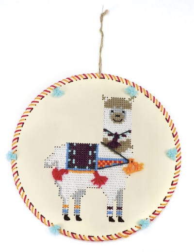 GRAINES CREATIVES - Borduurpakket lama-hanger 22 cm van hout
