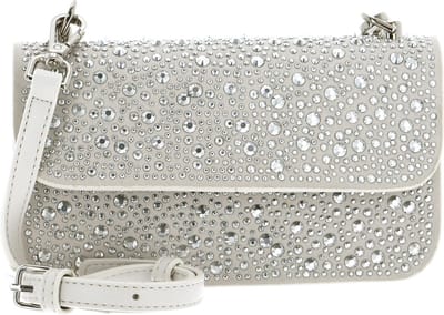 SEIDENFELT MANUFAKTUR Avondtas Schoudertas Anga Crossbag Silver Diamonds Crème