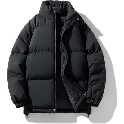 Heren- en Dames Zelfde Winter Losse Jas met Capuchon en Vulling Verdikte Broodjas Gewatteerde Jas 4XL black