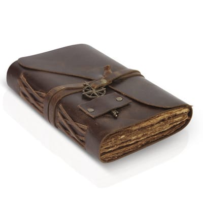 Vintage Leren Journal – 18 × 13 cm – Antiek Handgemaakt Leren Notitieboek Met Scheprandpapier – Vintage Notitieboek Voor Dagboek, Schrijven, Grimoire En Schetsen