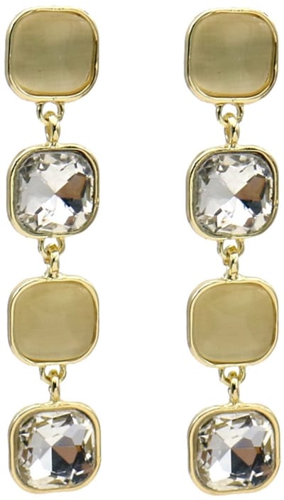 Oorbellen kristal - goudkleurig - 6 cm