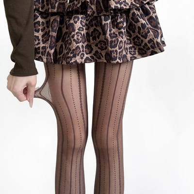 Bas Rétro Automne Hiver Lolita Bas résille rayés en dentelle Bas résille à pois transparents Bas résille Jacquard Désir Pur Japonais One Size gray