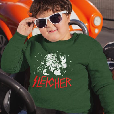 Foute Kersttrui Groen Kind - Sleigher Kerstman (3-4 jaar - MAAT 98/104) - Kerstkleding voor jongens & meisjes