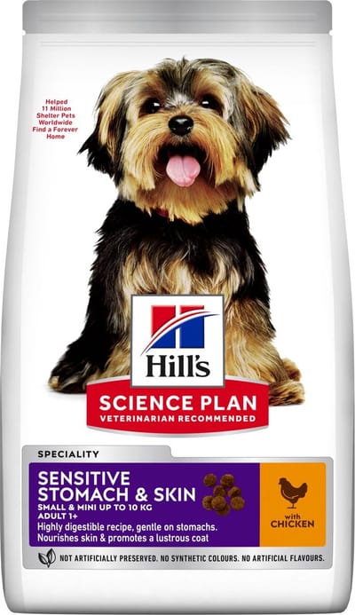 6x HILL'S SCIENCE PLAN Sensitive Stomach & Skin Small & Mini Adult Hondenvoer met Kip 1,5kg