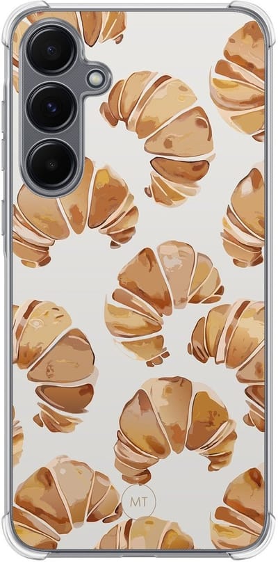 Hoesje (shockproof) geschikt voor Samsung Galaxy A15 - Croissant - Extra sterke case - TPU/polycarbonaat - Print - Beige, Transparant
