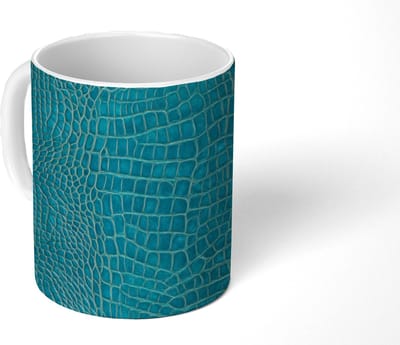 Mok - Koffiemok - Krokodillenleertextuur - Blauw - Exotisch - Mokken - 350 ML - Beker - Koffiemokken - Theemok