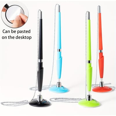4 Pièces stylo de bureau en plastique, stylo de bureau fixe pour comptoir d'hôtel et de banque, stylo publicitaire de signature de bureau A