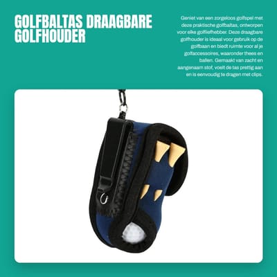 Dailygoods- Golfbaltas met clip - Draagbare golfaccessoires - Inclusief 4 afslagen/2 golfballen - Zacht stof - Elastisch/durzaam materiaal