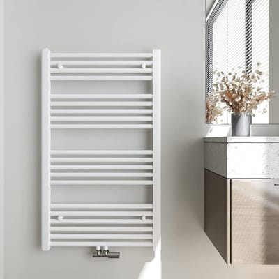 THERMLAND Handdoekradiator, Standaard, 60x100 cm, WIT, Radiator, Handdoekrek, Badkamerradiator, Verwarming Badkamer, Handdoekrek Radiator, Badkamerverwarming, Badkamer Radiator, Designradiator