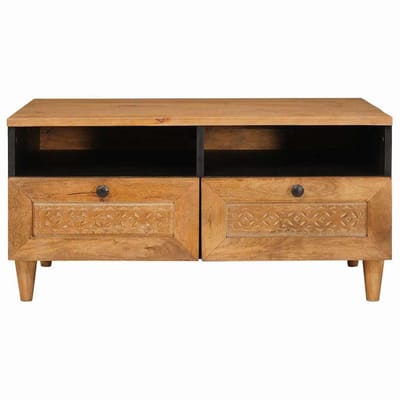 vidaXL - Salontafel - Lichtbruin - 80 - x - 54 - x - 40 - cm - Bewerkt - hout