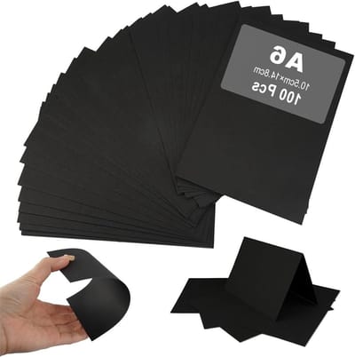 100 indexkaarten A6 van 300g/m² zwart gekleurd papier - Blanco knutselkarton voor DIY projecten - Wenskaarten, uitnodigingen, en meer