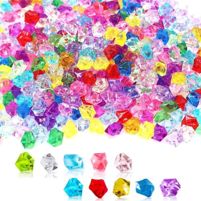 ERBO Edelstenen voor kinderen, 100 stuks diamanten voor kinderen, kleurrijke glazen stenen, decoratie, vaas, decoratie, diamant, kleurrijke glazen stenen, acryl kristallen, stenen voor