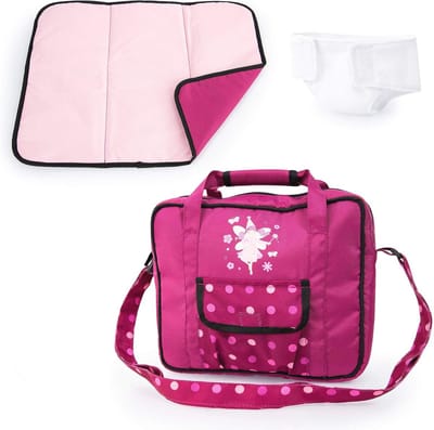 Poppenverzorgingsset met luiertas, aankleedkussen en accessoires voor babypoppen