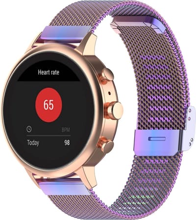 By Qubix - Geschikt voor Garmin bandje - 18mm - Geschikt voor Garmin Venu 3s / Vivoactive 4s / Venu 2s / Vivomove 3s / Forerunner 255s / 265s - Milanese bandje met klemsluiting - Multicolor