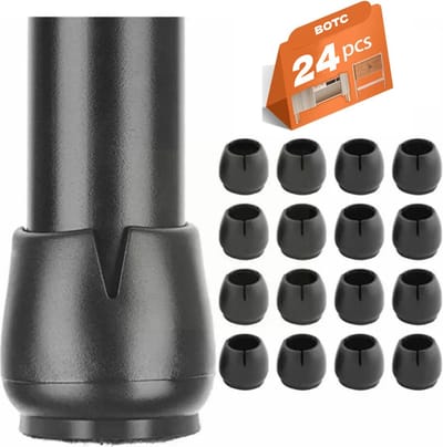 BOTC Stoelpootdoppen Flexibel - 24 Stuks - 12-16 mm - Rond - stoelpoot bescherming - Anti-Kras Vilt - Stoelpoot beschermers - Vloerbescherming - Zwart
