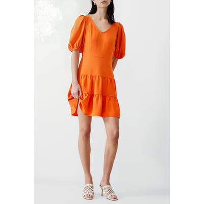 French Connection Vee Tiered Crinkle Dress Knee Mandarin Größe: 6 | Minikleider Outlet | Damen