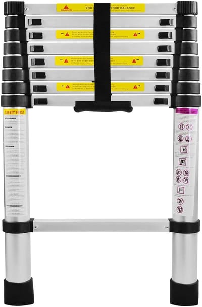 Telescopische Ladder - Uitschuifbare Ladder - Klusjes Binnen Buiten - Lichtgewicht Aluminium - 2.6 Meter - Zilver